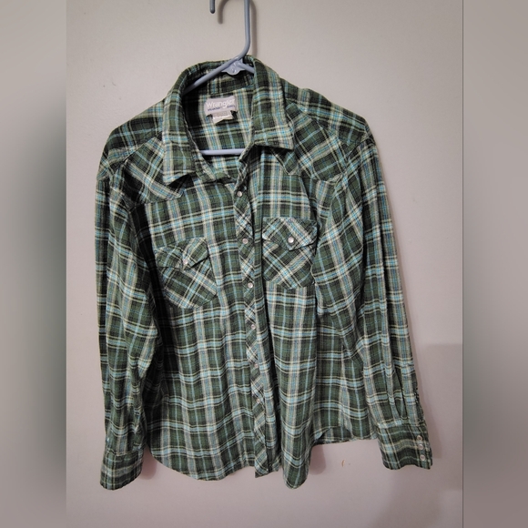 Wrangler Other - Wrangler Men's Pearl Button Snaps Casual Green Checkered Shirt